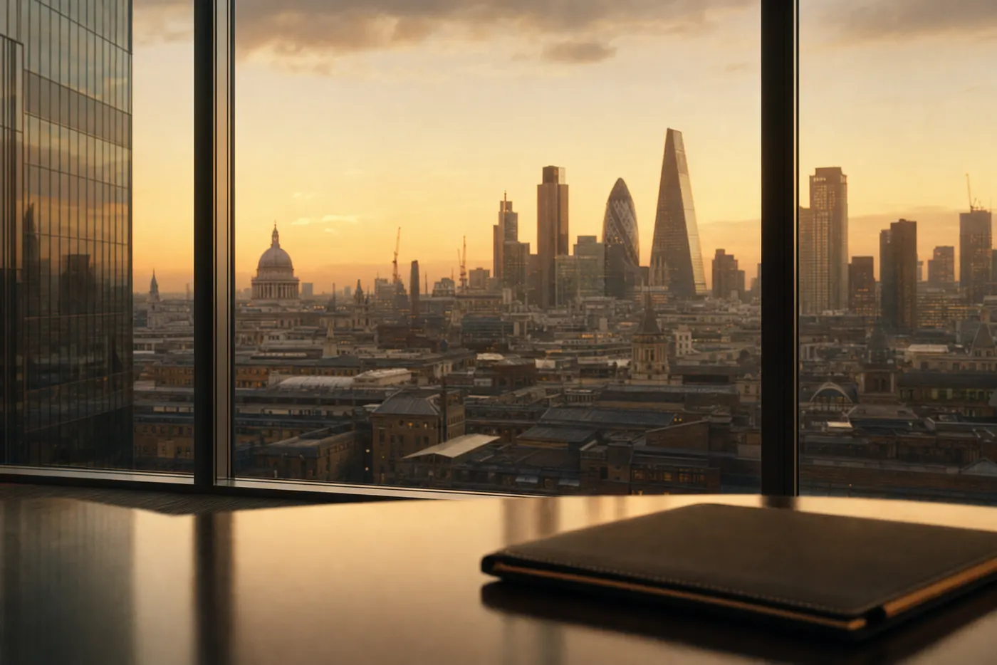 Vista de un distrito financiero desde una oficina
